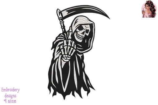 Grim Reaper Embroidery Design