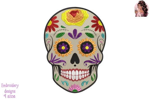 Skull Day of the Dead Embroidery Design
