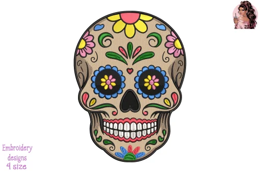 Sugar Skull Embroidery Design