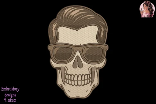 Cool Skull with Sunglasses Embroidery Design
