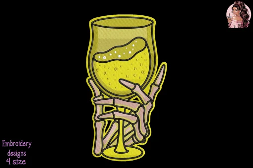 Dispatcher 911 Wine Skull Hand Embroidery Design