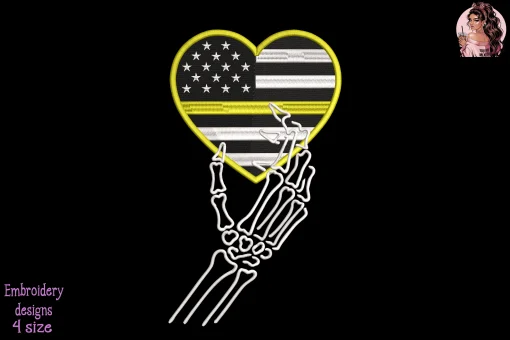 Dispatcher 911 Skeleton Hand Embroidery Design