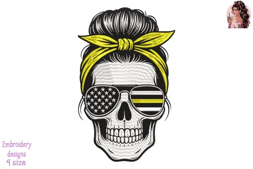 Messy Bun Dispatcher 911 Embroidery Design