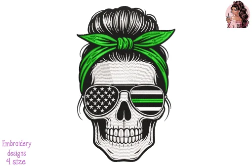 Messy Bun Military Embroidery Design