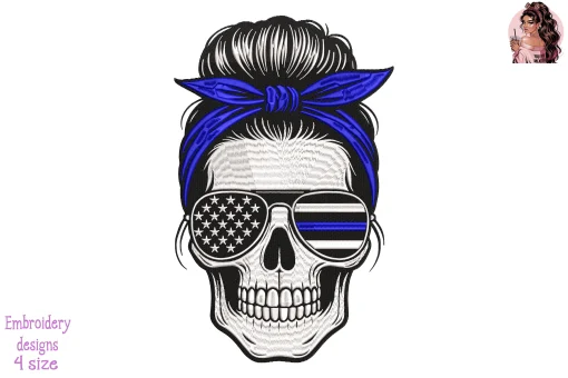 Messy Bun Police Embroidery Design
