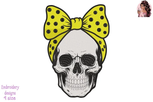 Skulls Girl Dispatcher 911 Embroidery Design