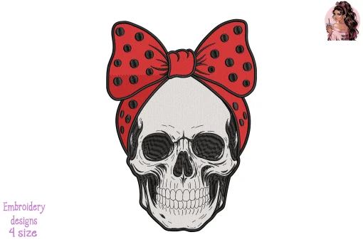 Skulls Girl Firefighter Embroidery Design