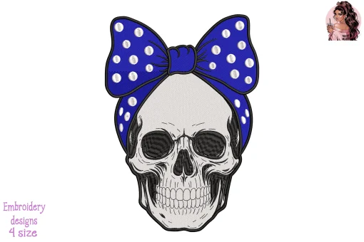 Skulls Girl Police Embroidery Design