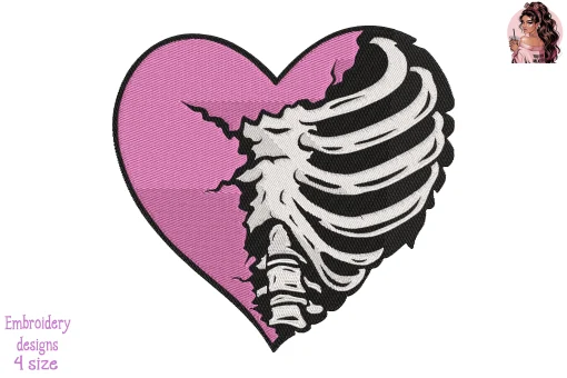 Breast Cancer Rib Cage Embroidery Design