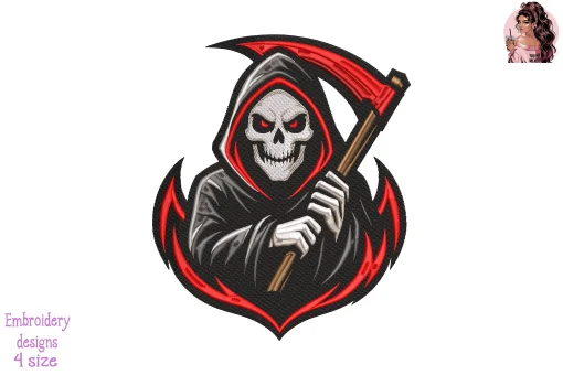 Grim Reaper Embroidery Design