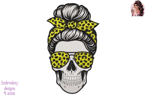 Dispatcher Leopard Skull Embroidery Design