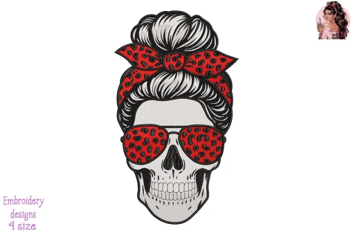 Firefighter Leopard Skull Embroidery Design