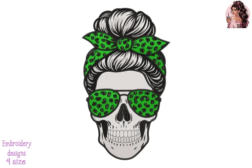 Military Leopard Skull Embroidery Design