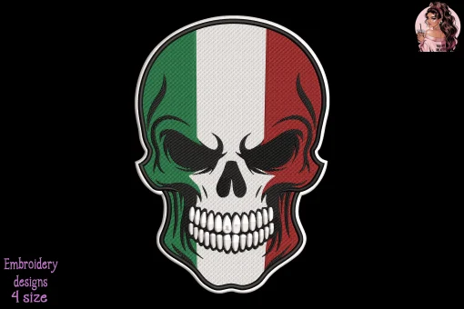 Italian Skull Embroidery Design