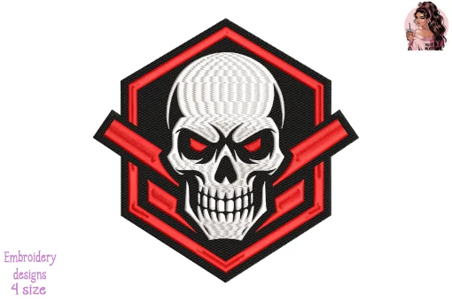 Vintage Skull Embroidery Design