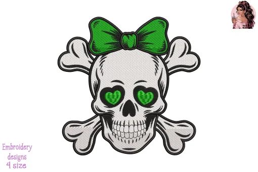 Military Skull Heart Embroidery Design