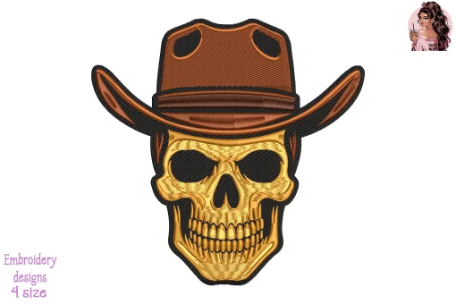 Cowboy Skull Embroidery Design