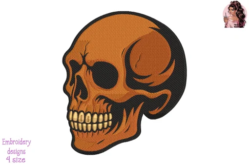 Ember Skull Embroidery Design
