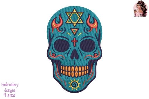 Mystic Sugar Skull Embroidery Design