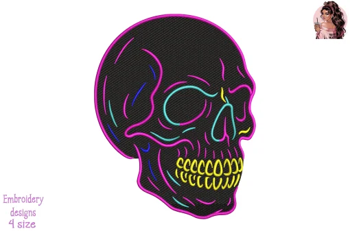 Neon Death Embroidery Design