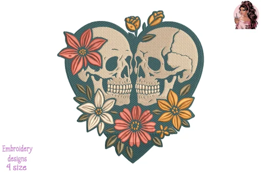 Skull Eternal Love Embroidery Design