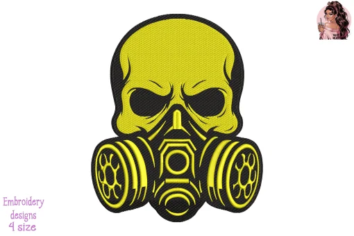 911 Guardian Skull Embroidery Design