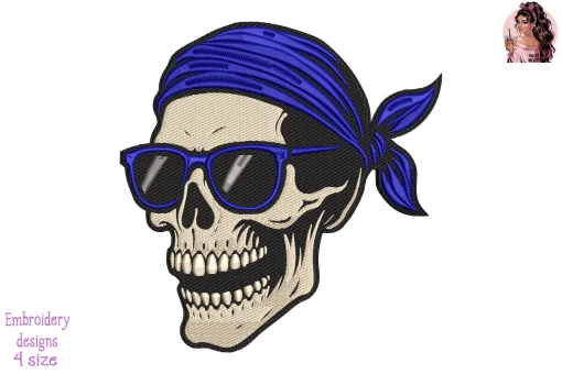 Code Blue Skull Embroidery Design
