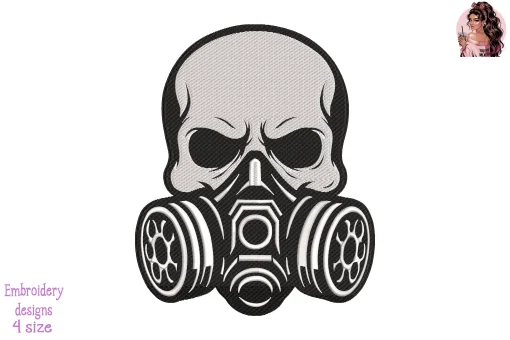 Hazard Skull Emblem Embroidery Design