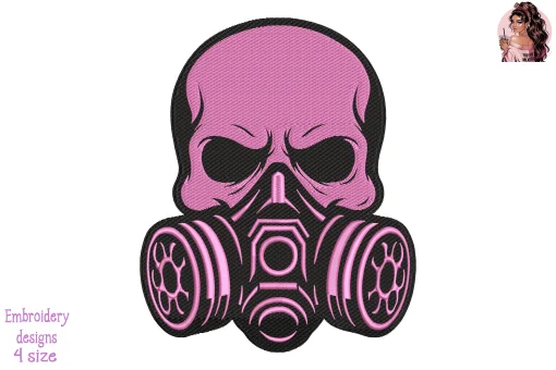 Pink Warrior Skull Embroidery Design – Breast Cancer Awareness Machine Embroidery Pattern