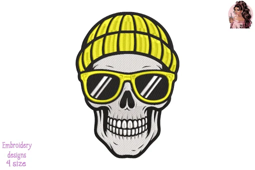 Skull on the Line Embroidery Design