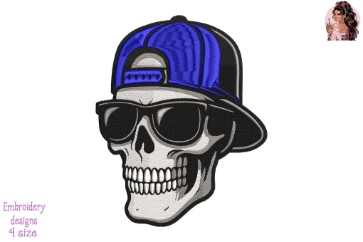 Street Skull Cop Embroidery Design