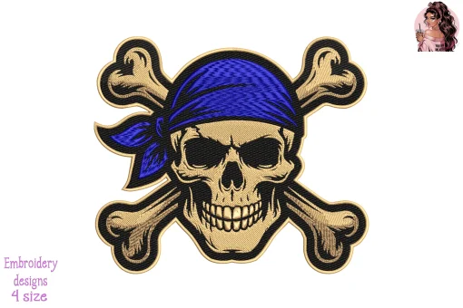 Thin Blue Skull Embroidery Design – Police Support & Law Enforcement Machine Embroidery Pattern