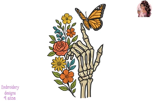 Blooming Bones Embroidery Design