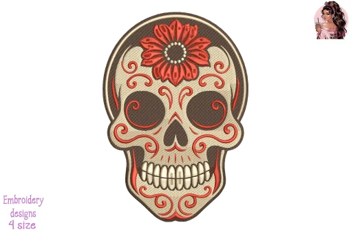 Day of the Dead Skull Embroidery Design