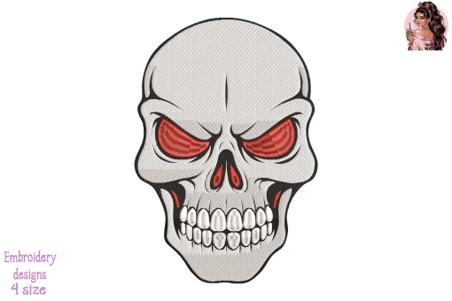 Skull of Rage Embroidery Design
