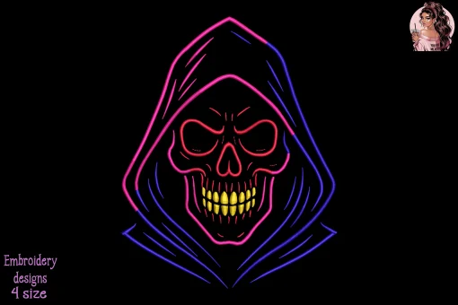 Neon Reaper Embroidery Design