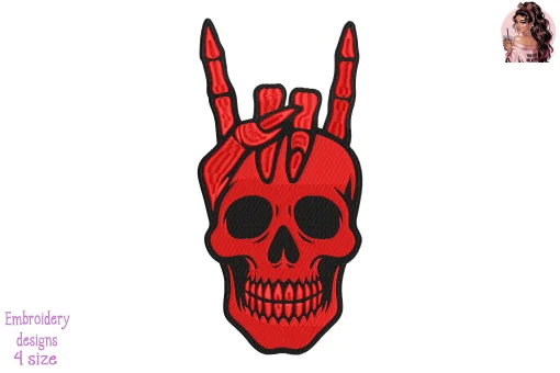 Hellrock Skull Embroidery Design
