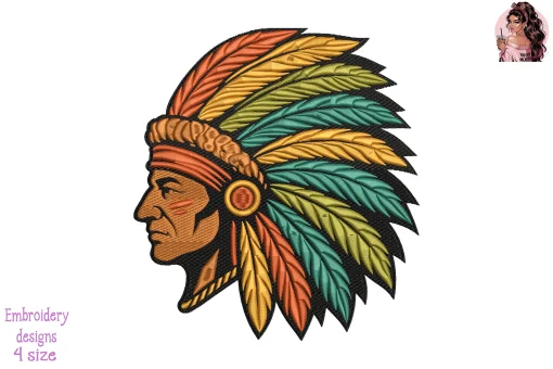 Spirit of the Feathered Chief Embroidery Design