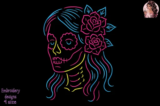 Lady of the Dead Embroidery Design