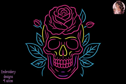 Neon Blooming Mind Embroidery Design