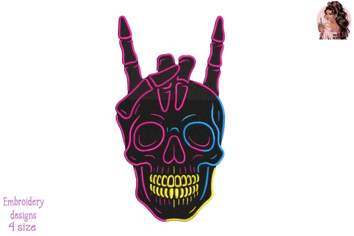 Skull of Rock Embroidery Design