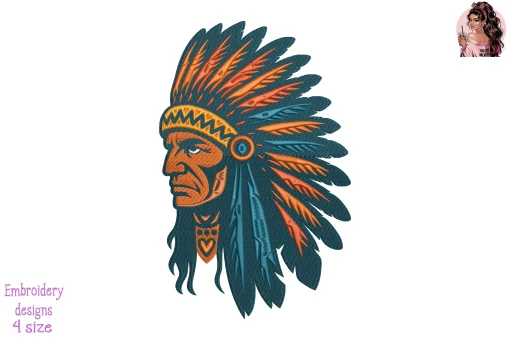 Ember Feather Warrior Embroidery Design