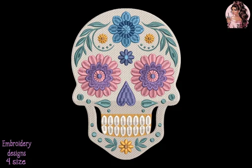Mexican Festival Skull Embroidery Design
