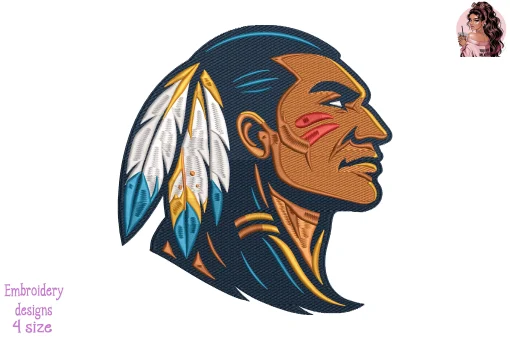 Proud Native Warrior Portrait Embroidery Design