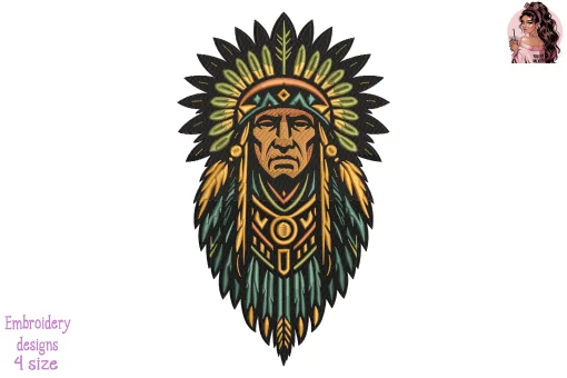 Totemic Forest Chief Embroidery Design