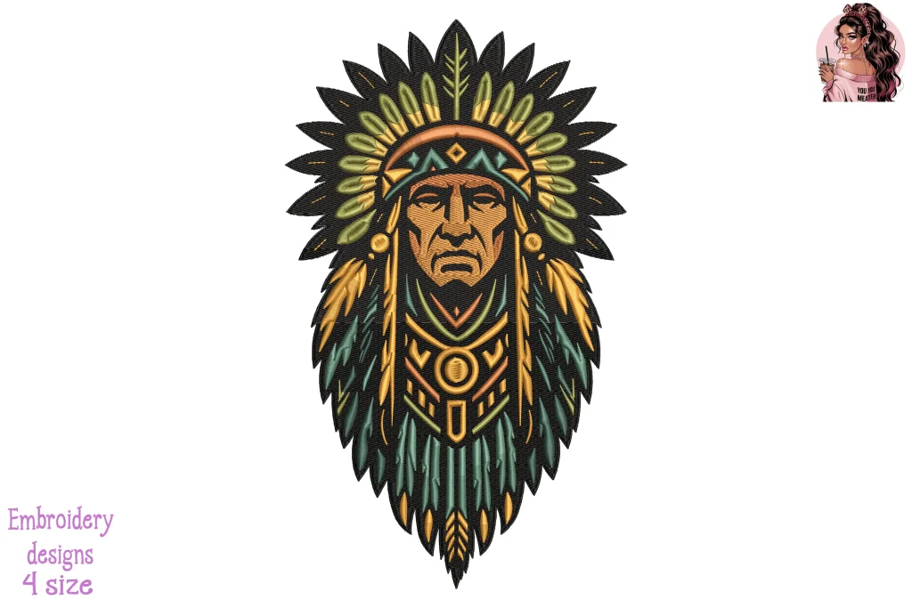 Totemic Forest Chief Embroidery Design