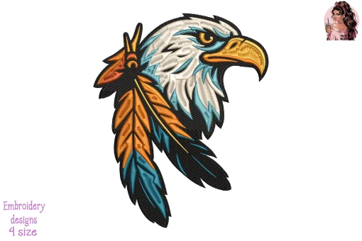 Tribal Eagle Emblem Embroidery Design