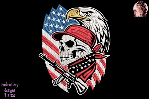 American Skullforce Embroidery Design