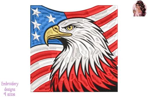 Majestic American Eagle Embroidery Design