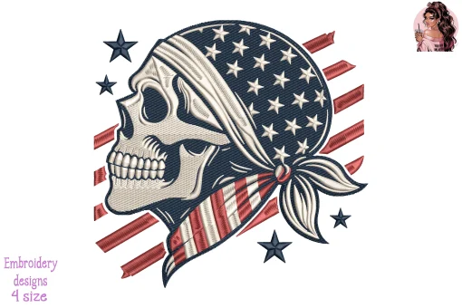 Patriot Pirate Embroidery Design